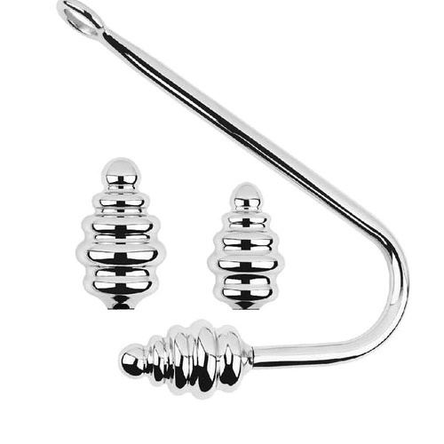 8826 GreatBenefit Anal Hook Set Screw-in Ribbed 1203